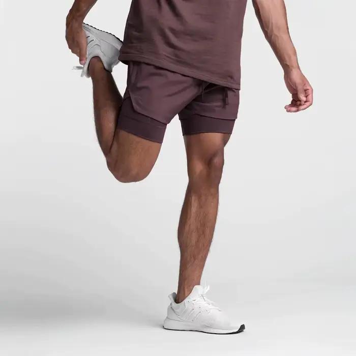 Short de sport respirant à double couche, 2 en 1, pour homme, tenue de gym, fitness, musculation, en