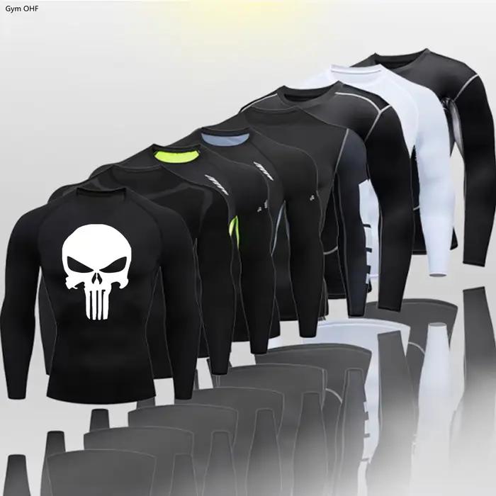 T-shirt compression homme coupe sèche - Fitness gym football - Rashguard extensible musculation