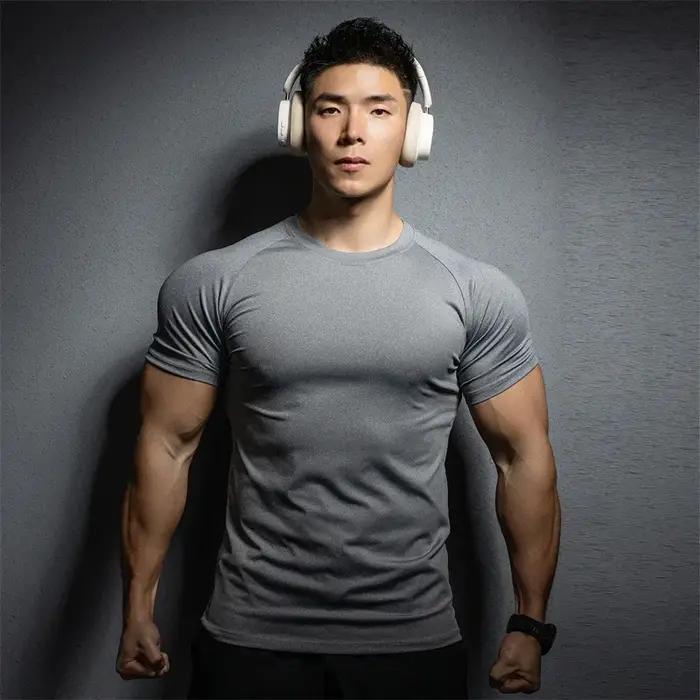 T-shirt sport homme 2026 - gym course entraînement - élastique séchage rapide - manches courtes