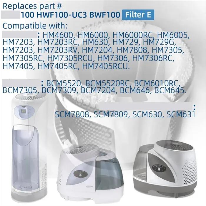 Remplacement du filtre de mèche d'humidificateur HWF100 E pour HWF100-UC3 humidificateurs BWF100-4 p