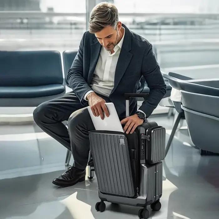 Valise à bagages à main à ouverture frontale, boîtier de chariot multifonctionnel de 20 pouces, cabi