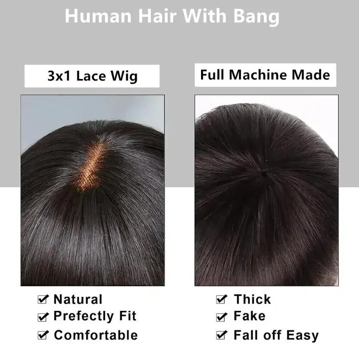 30 pouces os perruque droite avec frange frange perruque de cheveux humains pour les femmes brésilie