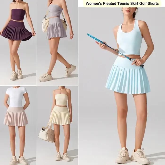 ALINOCalculator-Jupe de tennis plissée pour femme avec poche, short de golf athlétique, taille haute