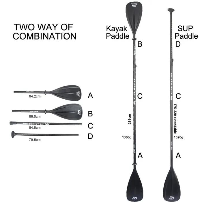 Pagaie SUP AquaMarina alliage aluminium fibre verre double usage kayak bateau pneumatique