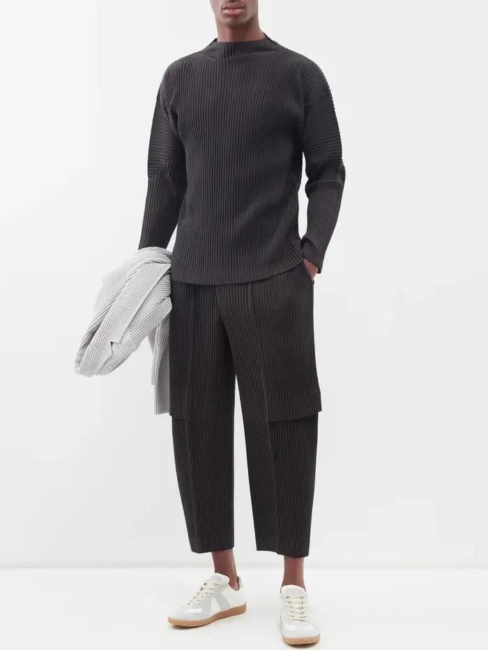 Ata Yake-Pantalon Cargo Plissé pour Homme, Pantalon Droit, Salopette adt, Baggy, Noir, Mode Décontra