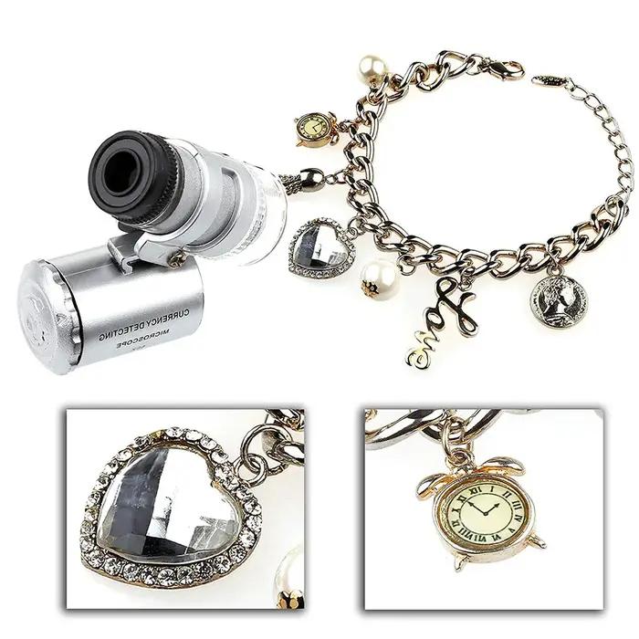60X Mini Microscope bijoutier Loupe lentille éclairée Loupe 3 LED avec Loupe à lentille de lumière U