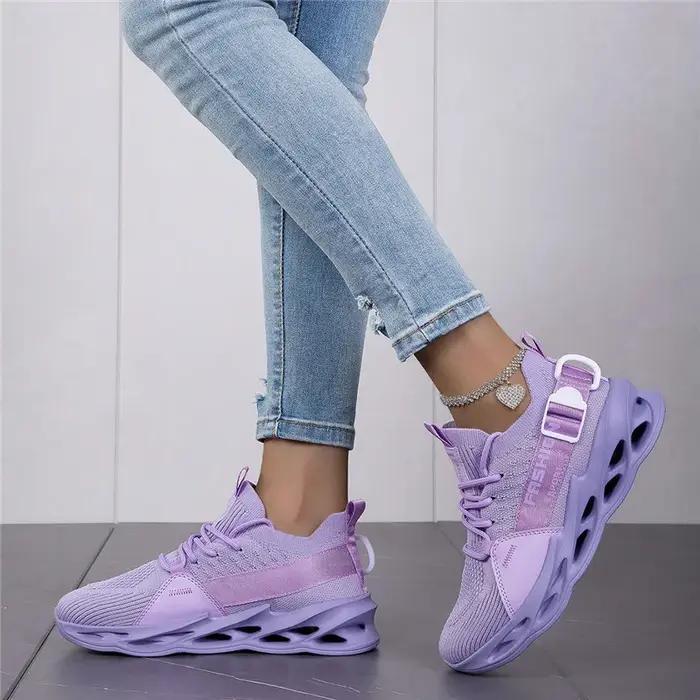 Offre spéciale mode violet espadrilles décontractées femmes hommes lame chaussures de course grande
