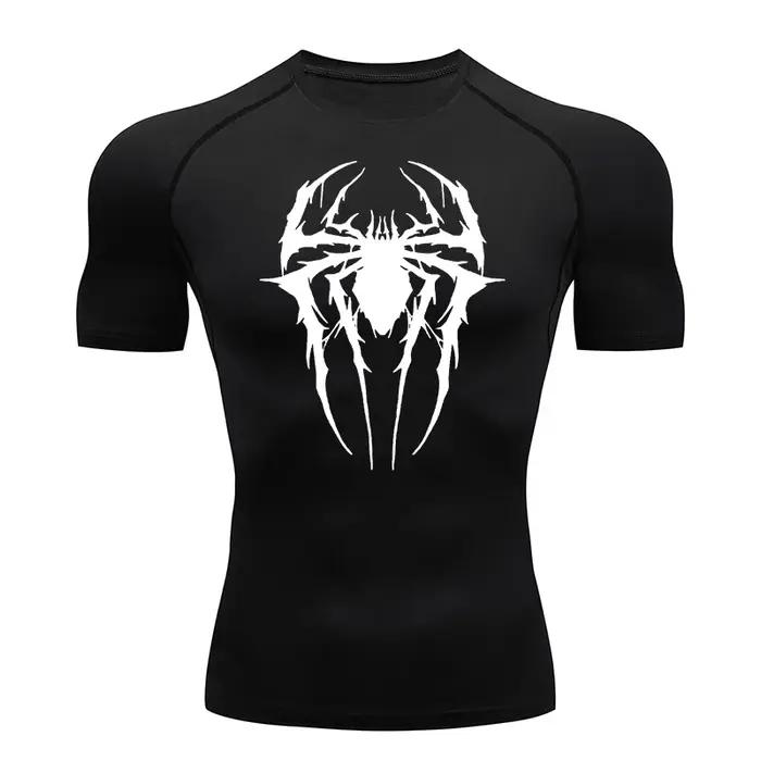 Spider graphique Compression chemises pour hommes gymnastique entraînement anti-éruption athlétique
