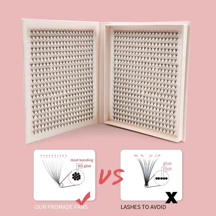 1200 ventilateurs faux cils XXL Mega plateau mat Ultra foncé préfabriqué Volume ventilateur Base poi