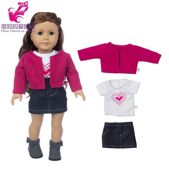 18 pouces fille poupée bleu Blouse cravate un noeud fleur robe bébé poupée vêtements bébé fille cade