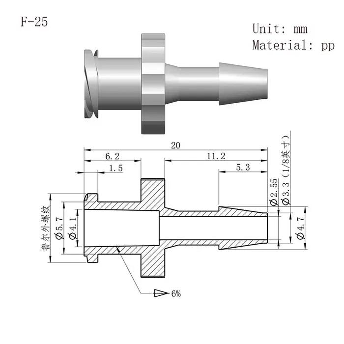 Adaptateur Luer Lock PP, Valve d'air en plastique, distribution de tuyau de colle, sous-emballage, c