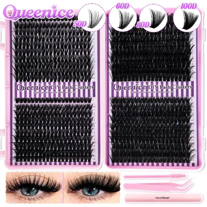 QUEENICE cils grappe bricolage Extension de cils plateau mixte grappes cils moelleux cils individuel