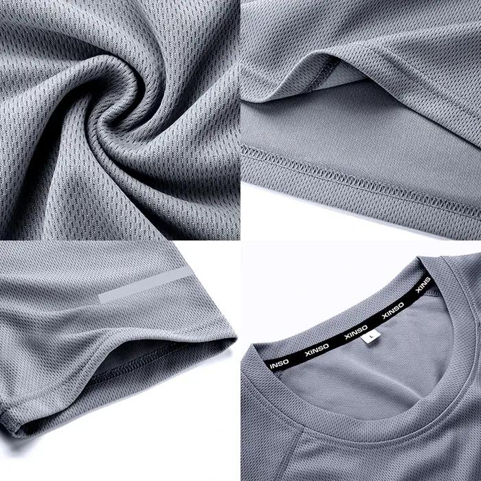 T-shirt sport polyester hommes - Vêtements sport coupe couvertes décontracté course solide