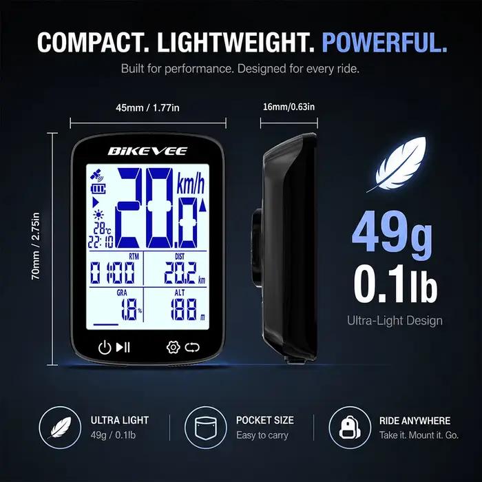 Ordinateur de vélo GPS rechargeable sans fil pour vélo de montagne et de route compteur de vitesse odomètre chronomètre