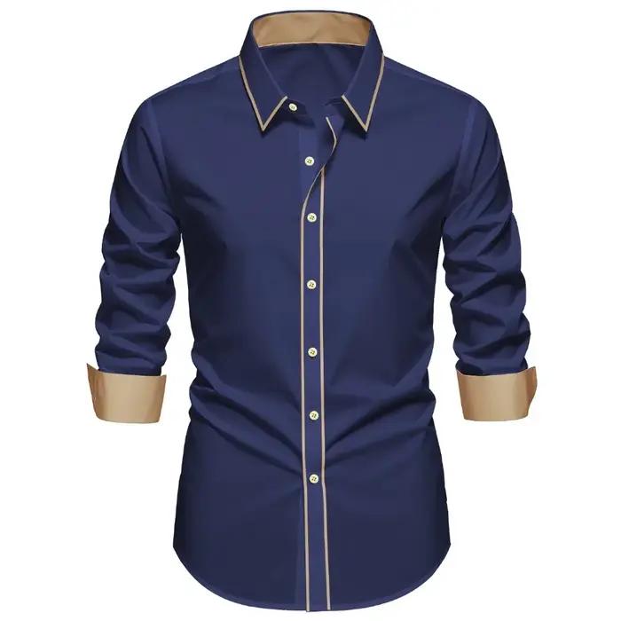 2025 nouveaux hommes Patchwork chemise mode luxe à manches longues intelligent décontracté quatre sa