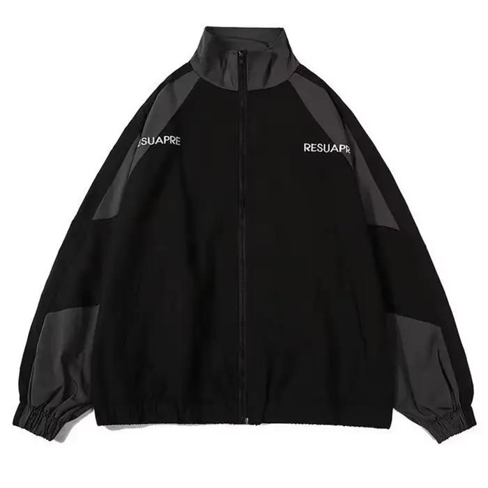 Hip Hop varsité veste hommes haute rue Patchwork couleur noir coupe-vent manteaux femmes printemps a