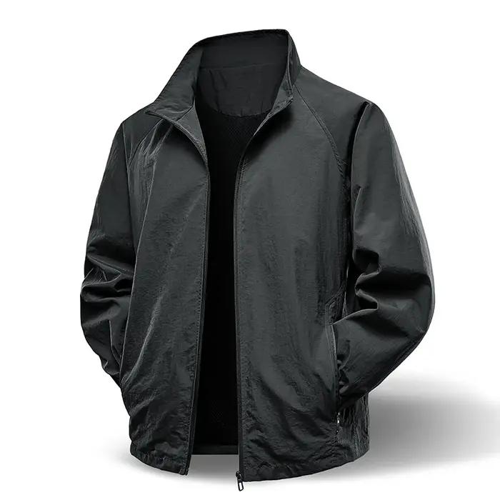 Printemps automne hommes veste décontracté en plein air col montant fermeture éclair coupe-vent impe