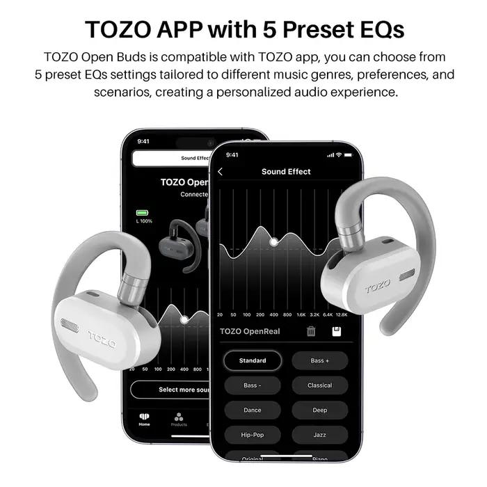 TOZO OpenBuds OWS Bluetooth 5.3 écouteurs oreille ouverte casque sans fil écouteurs appels cristalli