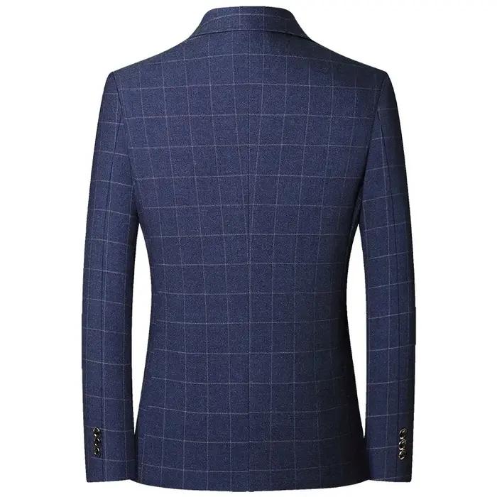 Manteau de Costume Homme Automne 2025 – Blazer à Carreaux Tendance avec Col Rabattu, Manches Longues
