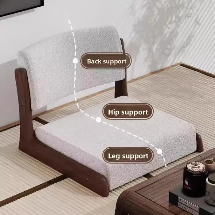 Dossier de chaise de sol en bois massif, siège Tatami pour lit et rebord de fenêtre, chaise longue s