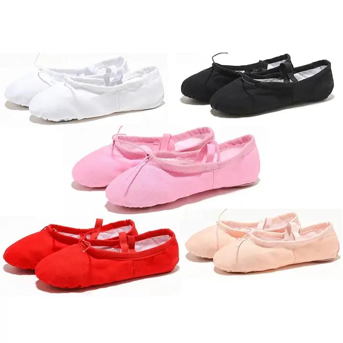 Chaussure de ballet plate pour filles et femmes - Toile douce, couleurs variées, enseignant
