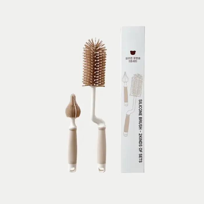 Coréen Ins nouveau-né bouteille mamelon brosse bébé spécial à Long manche brosse de nettoyage Silico