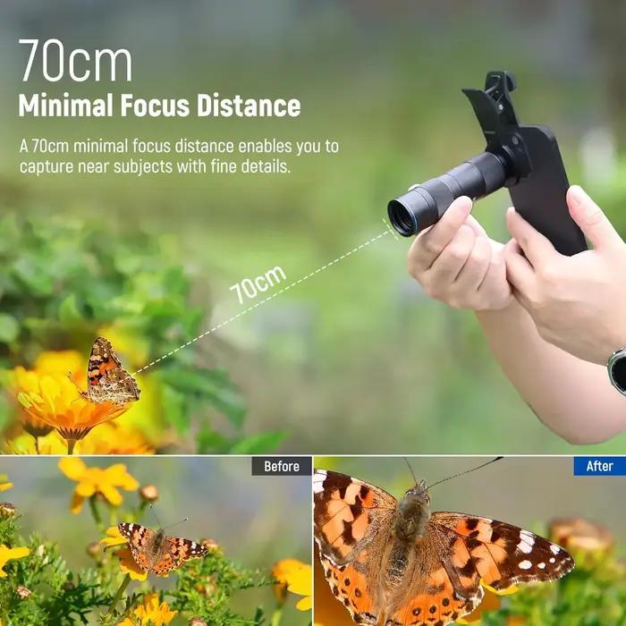 NEEWER – téléobjectif de caméra de téléphone 400mm, avec Clip d'objectif fileté de 17mm, Distance de