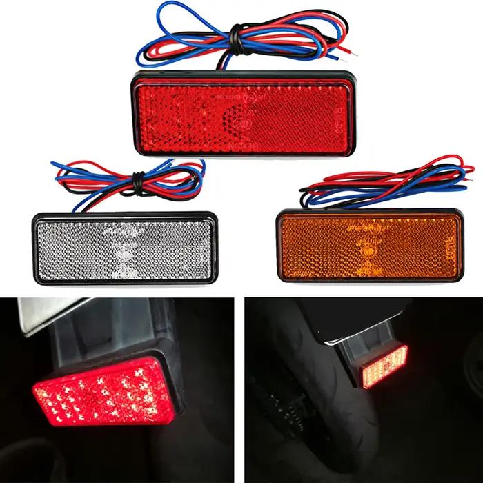 Feu arrière de moto, réflecteur rectangulaire, feu de freinage arrière de moto, réflecteurs LED pour