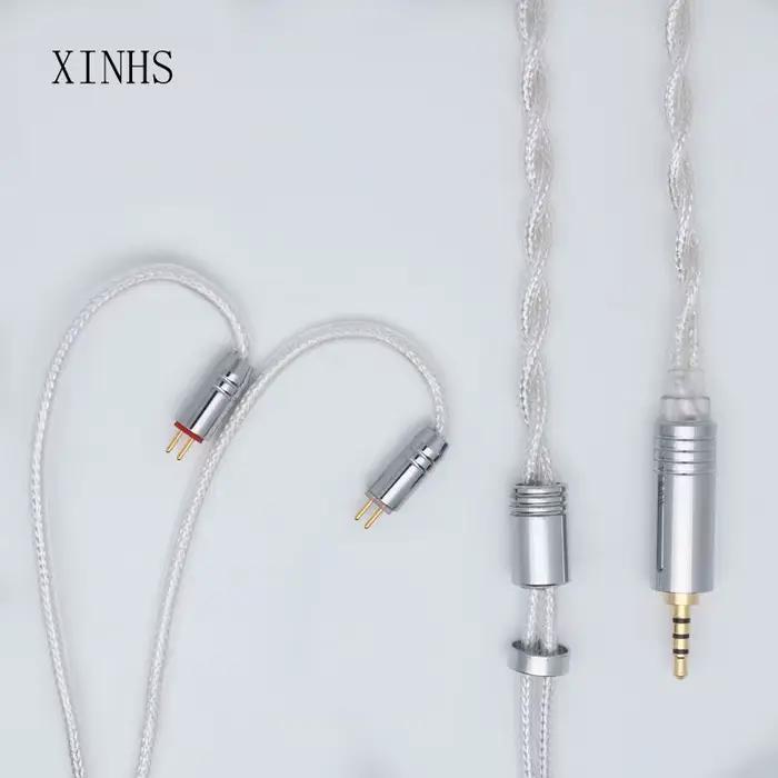 XINHS-Écouteurs filaires intra-auriculaires, placage d'argent à 2 cœurs, cuivre monocristallin, MMCX