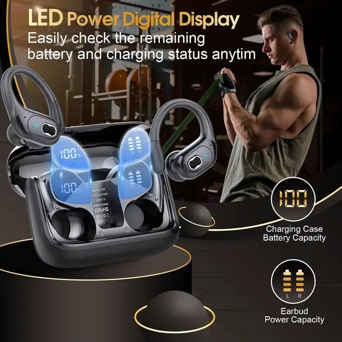 TWS sport écouteurs Bluetooth 5.4 HIFI basse sans fil casque LED tactile mains libres écouteur suppr