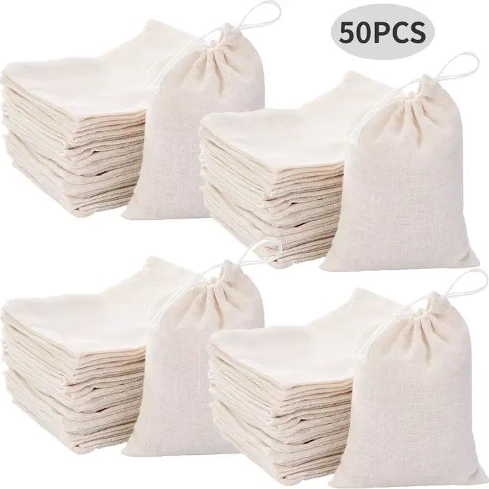 Sac en tissu de gaze de coton pur, 50 pièces, sac filtre à aspiration unique, assaisonnement marinad