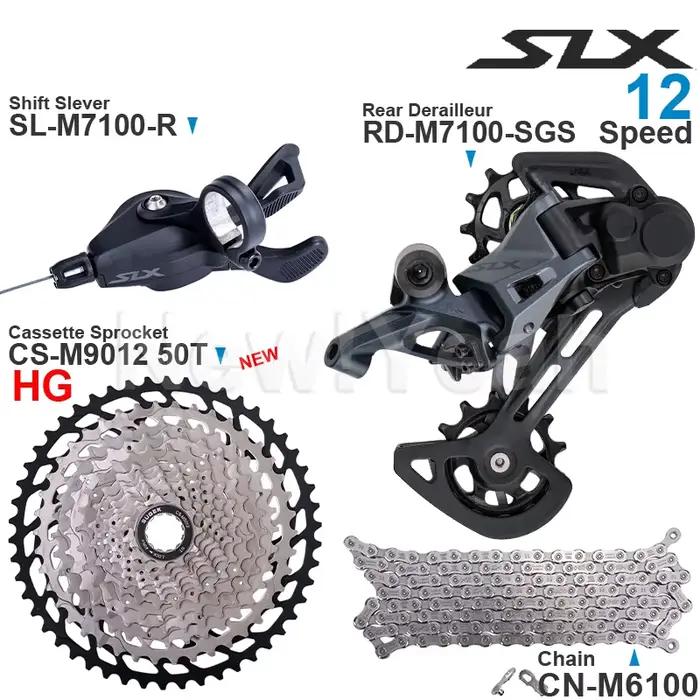 Groupe de vitesses SHIMANO SLX M7100 1x12 - Levier dérailleur arrière chaîne CN-M6100 cassette 11-50T/52T