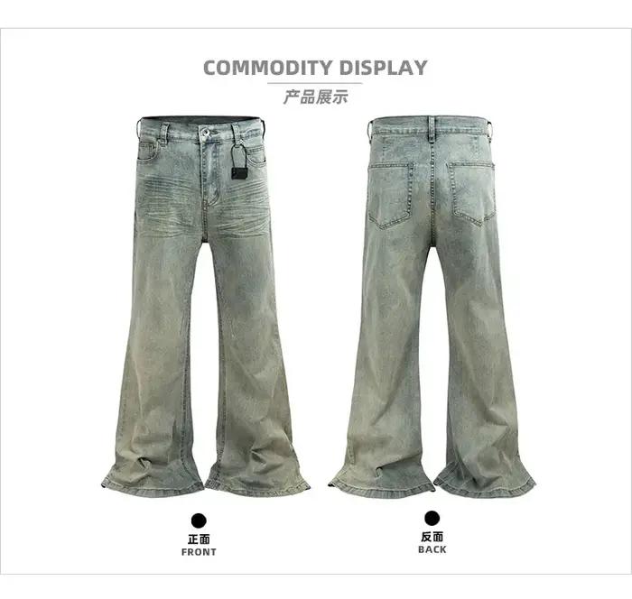 MIJKO Vintage jambe large jean hommes et femmes pantalons longs décontractés à la mode au sol ZJ091