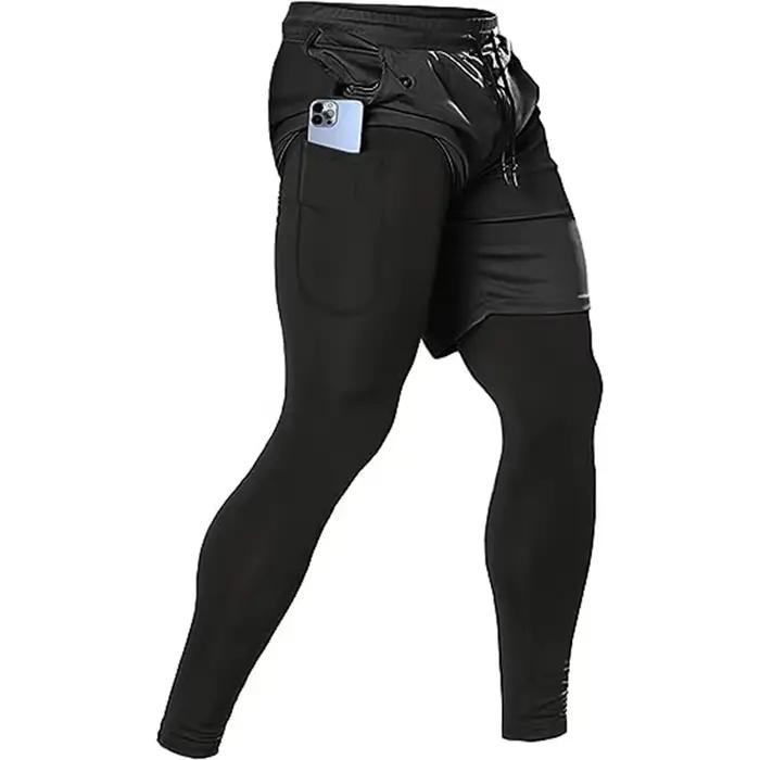 Pantalons de Sport pour hommes 2 en 1, survêtements d'athlétisme, vêtements d'entraînement, de Joggi