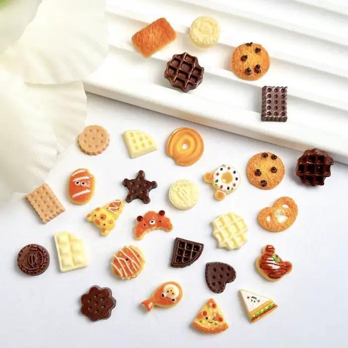Ours créatif crème glacée chocolat Nail Art accessoires mignon simulé sourire Sandwich étoile Biscui