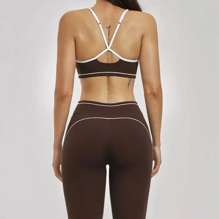 Ensemble de sport Ningyu pour femmes, ensemble de yoga 2 pièces, soutien-gorge de sport respirant, l