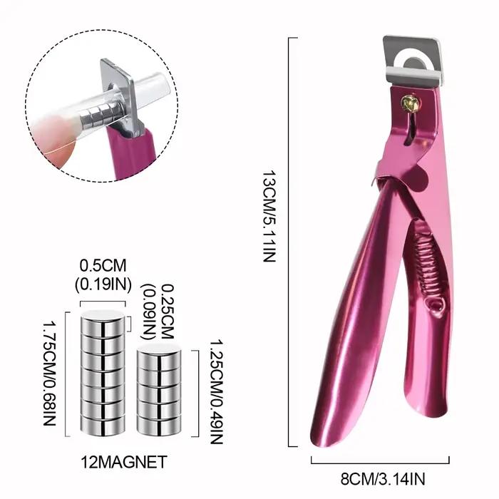 Coupe-ongles professionnel en acrylique en forme de U, coupe droite en acier inoxydable avec 12 aima