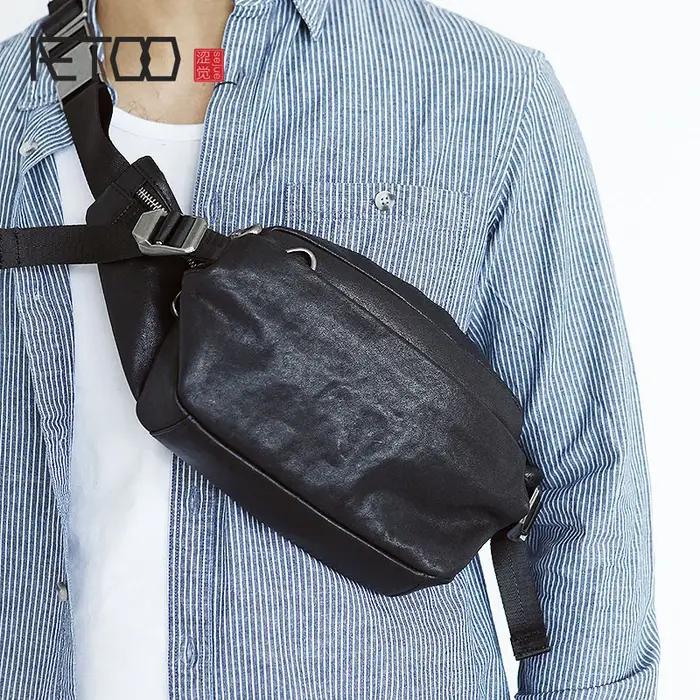 Gland TOO-Sac de poitrine en cuir avec ceinture pour homme, sac simple