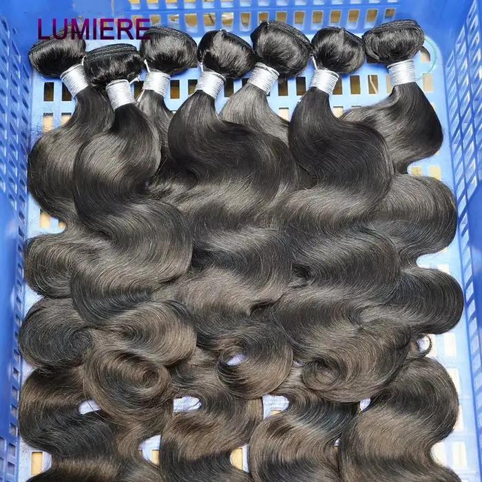 Vague de corps lâche vierge brute indienne gros cheveux humains 3/4 paquets affaire pour les femmes