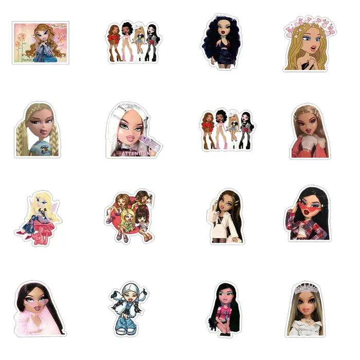 56/63 pièces dessin animé Bratz poupée Graffiti bricolage téléphone portable autocollant étanche