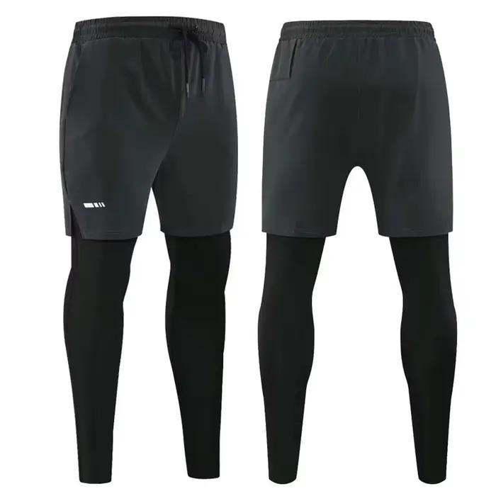 Pantalons de course pour hommes collants de Sport de Compression 2 en 1 Leggings de Fitness à séchag