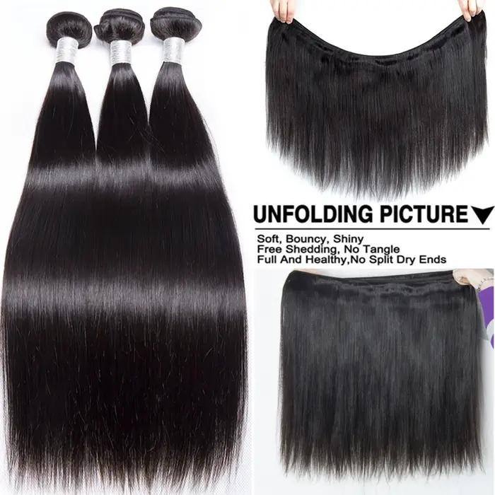 Beautorch-Tissage en lot indien naturel Remy lisse 32 pouces, extensions de cheveux humains, noir de