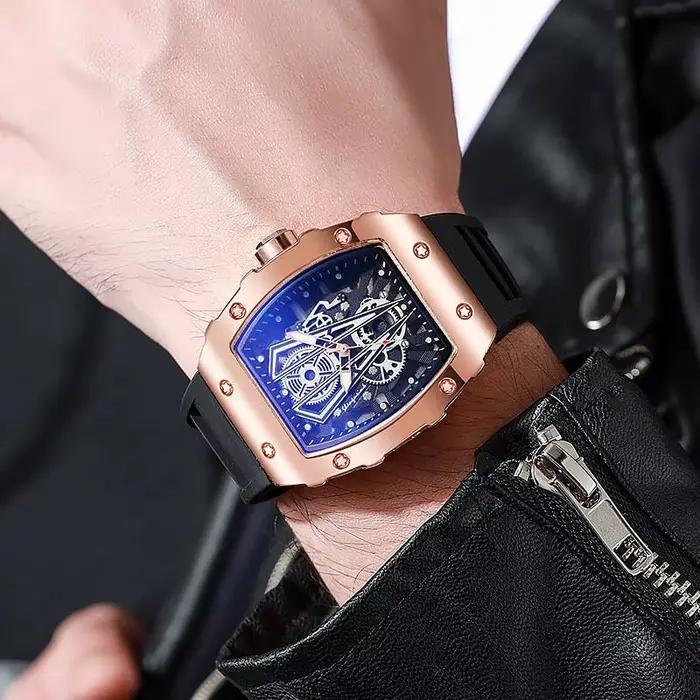 1/2 pièces mode hommes montres de luxe grand cadran montre à Quartz décontracté bracelet en Silicone