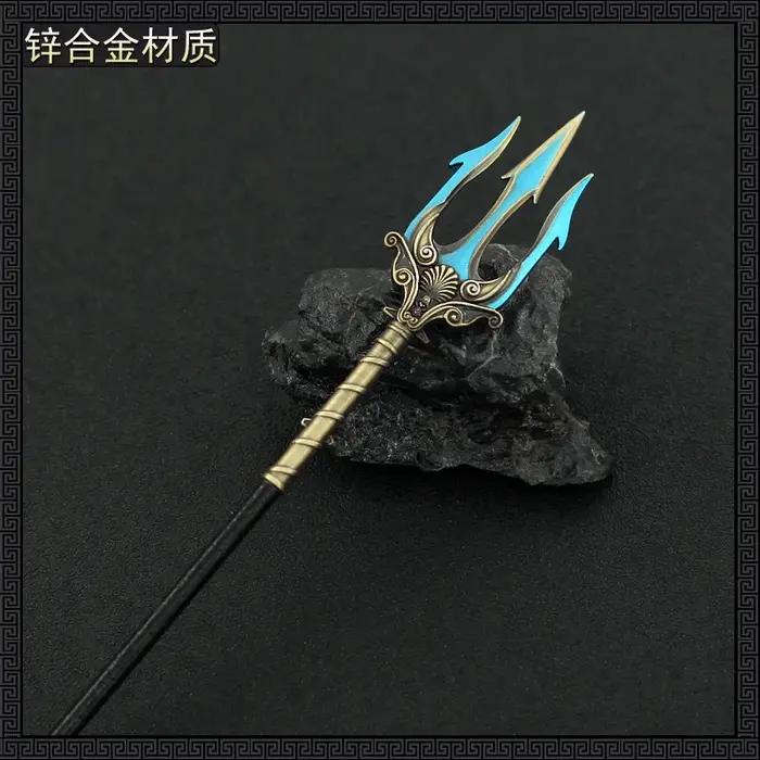 22 cm Métal Trident Dieu de la Guerre Poséidon Mythologie Grecque 1:6 Arme Modèle Miniature Jeu Péri