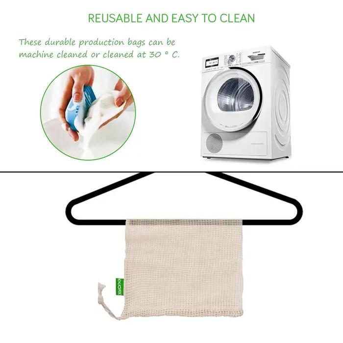 Sacs de produits en maille de coton réutilisables, pour légumes, fruits, aliments, cuisine, sac de r