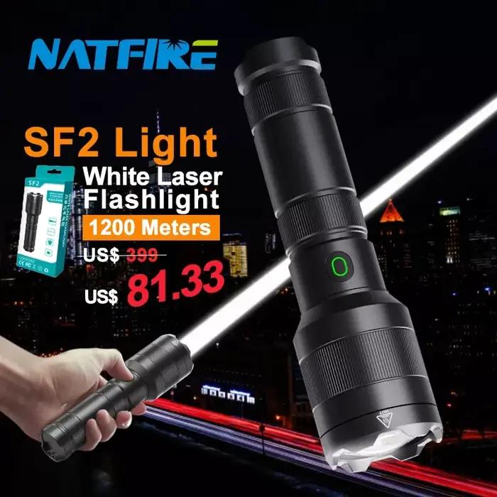 Lampe torche LEP Laser blanche 1500m rechargeable : lumière tactique militaire pour recherche extérieure