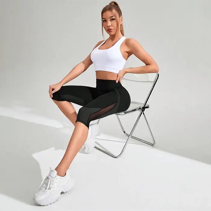 Pantalon yoga taille haute pour femmes avec système TUNIControl maille respirante capri training élégant pour activités sportives et urbaines