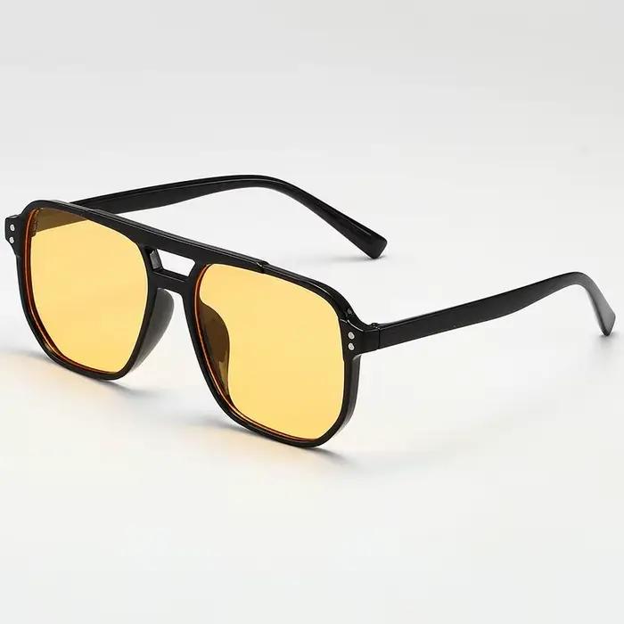Lunettes de soleil carrées rétro pour femmes et hommes, lunettes de soleil polygonales noires vintag