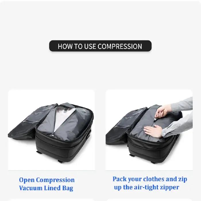 Sac à dos de voyage pour hommes, compression sous vide, pour ordinateur portable 17 pouces, sac à do