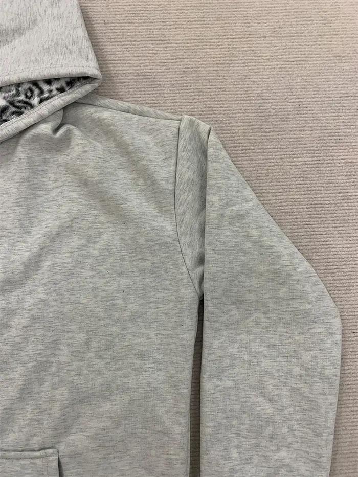 Automne/hiver léopard gris Double face sweat à capuche avec fermeture éclair hommes décontracté haut